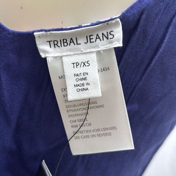 New w/tag Tribal Jeans reversible tank top shirt blue/boho XS - Picture 6 of 10